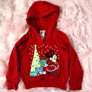 🧸DISNEY STORE🧸 Toddler Girl’s Minnie Mouse Christmas Red Pullover Hoodie, 3t